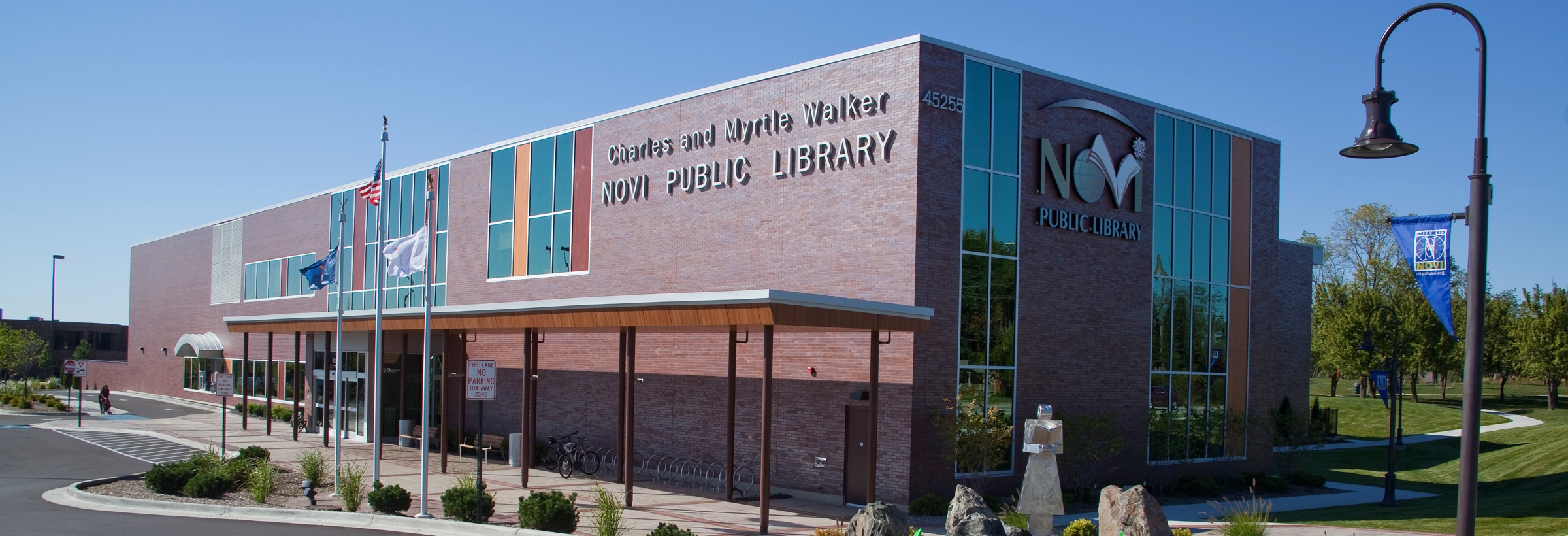 Photo of exterior of library building from street