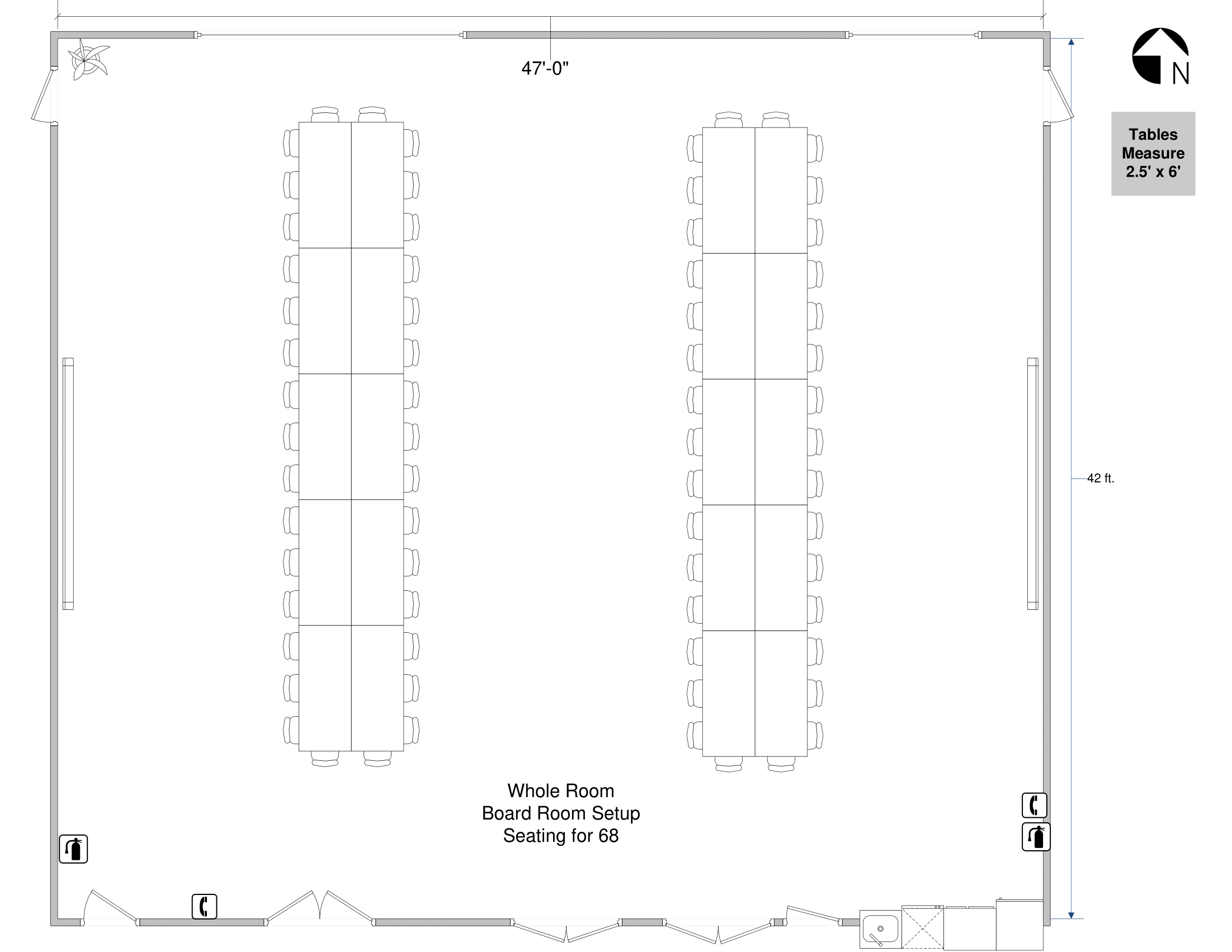 Boardroom set-up in Whole Meeting Room