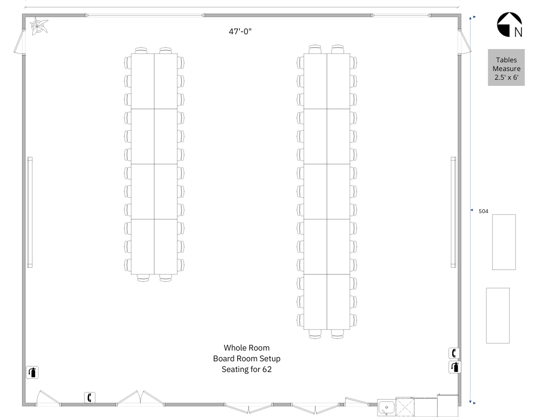 Boardroom set-up in Whole Meeting Room