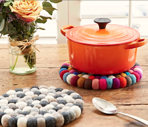 Felted Wool PomPom Trivet