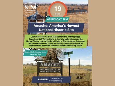 Join Professor Andrew Maske from the Anthropology Department at Wayne State University as he discusses the United States’ newest National Historic Site: Amache, Colorado. His presentation will cover the history of this location as an incarceration camp for Japanese Americans during WWII, Wednesday February 19th at 7pm