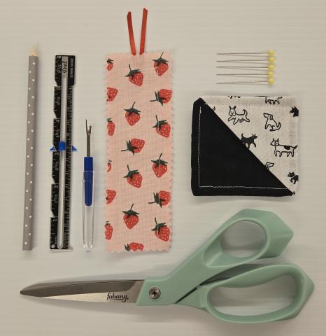 Sewing Demo Fabric Bookmarks & Sewing Supplies 