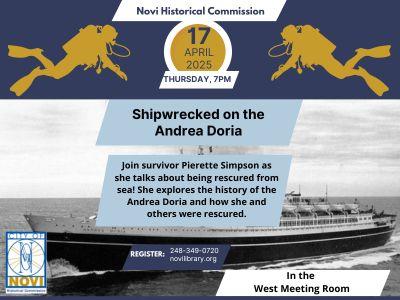 History Talk: April 17th at 7pm about the Andrea Doria Shipwreck