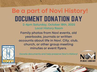 Document Donation day Saturday Oct. 18th 2-4pm in the Local History Room