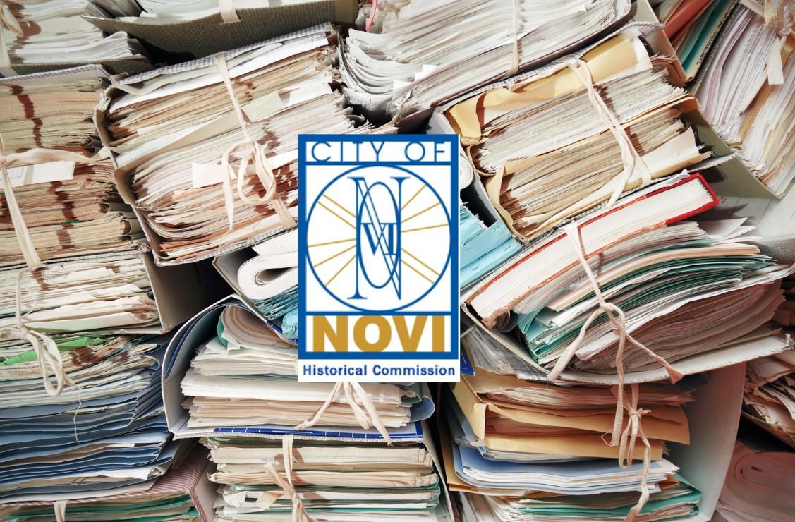 Image of Documents with Novi Historical Commission Logo